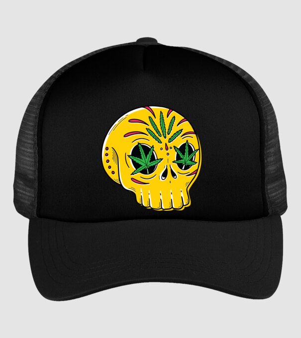 Marijuana Craniu model negru pe tricou