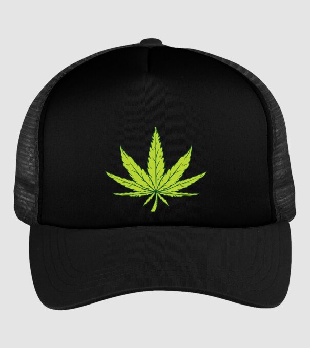 Frunză de marijuana model negru pe tricou