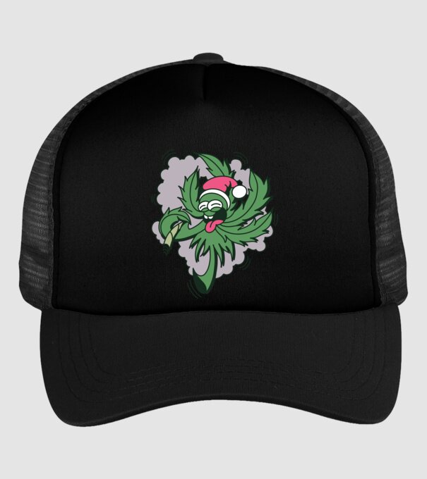 Marijuana Santa model negru pe tricou