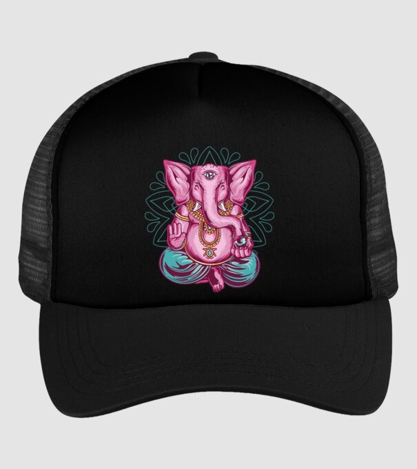 Elefant făcând meditație Dharma model negru pe tricou