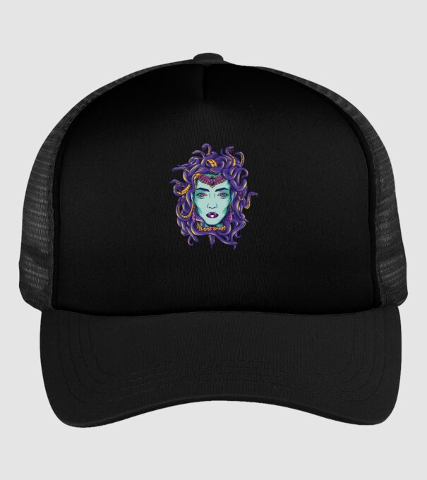 Cap de meduză model negru pe tricou