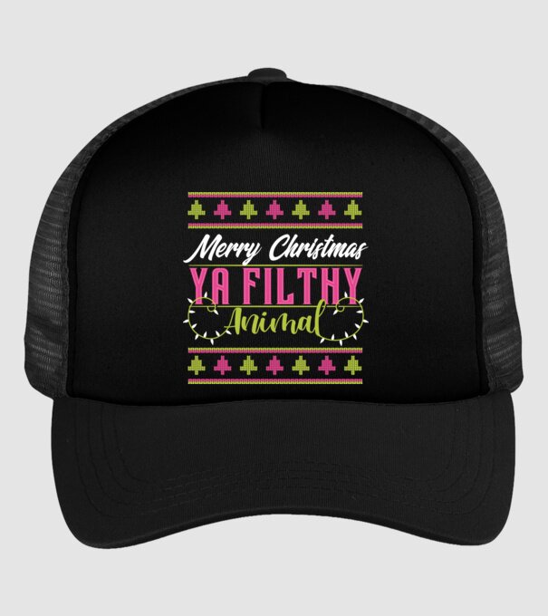 Merry Christmas Ya Filthy Animal model negru pe tricou