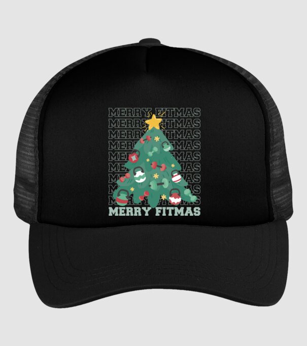 Merry Fitmas Fitmas Pom de Crăciun Fitness model negru pe tricou