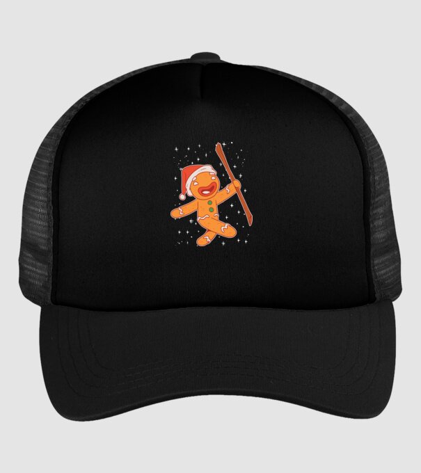 Turtă dulce Moș Crăciun tricou model negru pe tricou