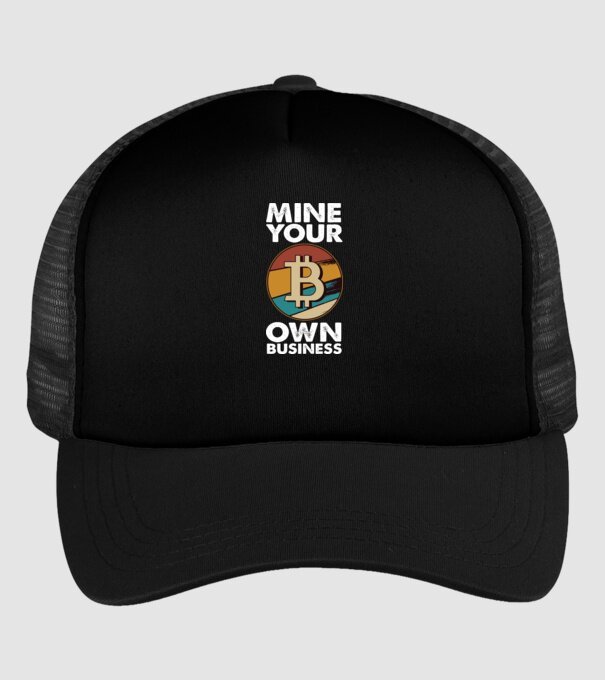 Mine your own business Bitcoin model negru pe tricou