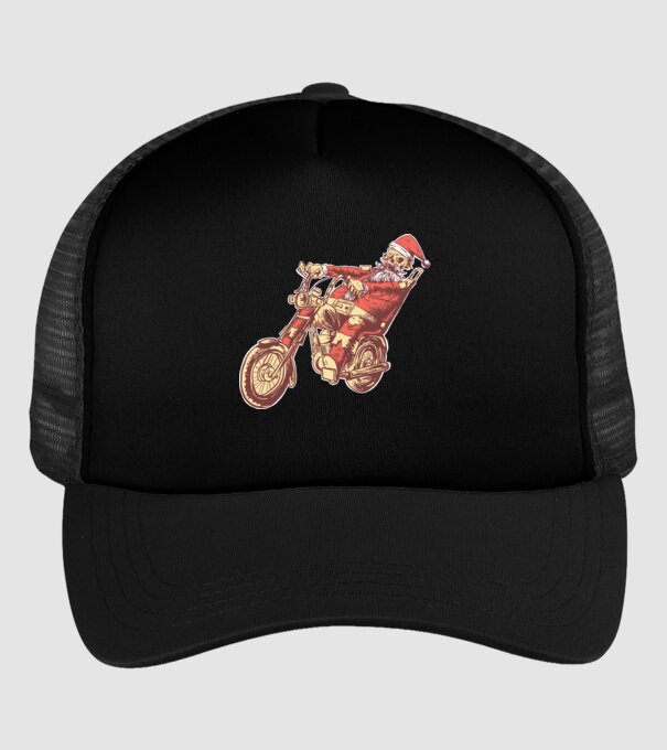 Moș Crăciun Motociclist model negru pe tricou