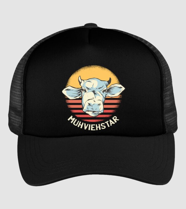 Vacă Muhviehstar model negru pe tricou