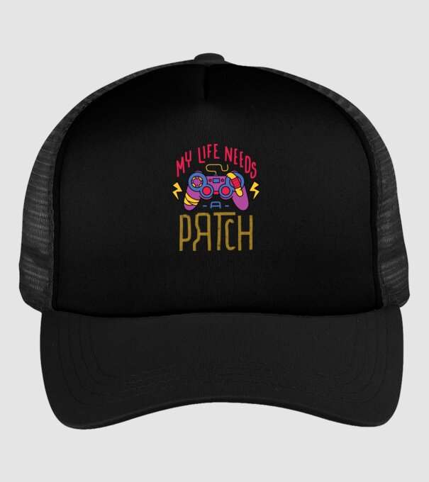 My life needs a patch Gamer model negru pe tricou