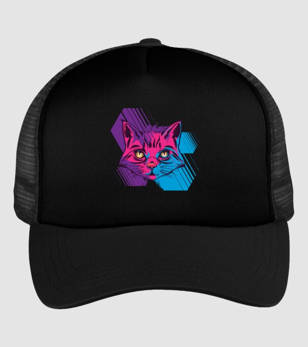 Pisică Neon model negru pe tricou