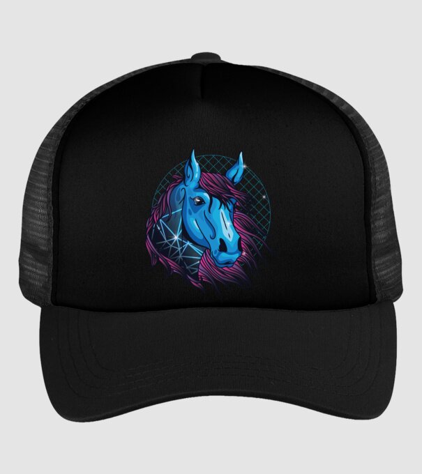 Cal neon pentru călăreți model negru pe tricou