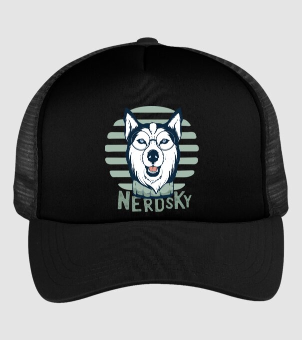 Nerdsky Husky model negru pe tricou