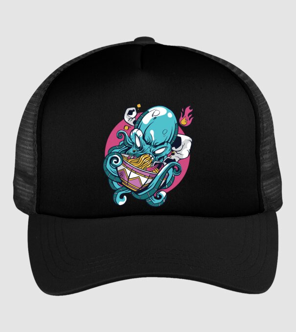 Octopus Ramen model negru pe tricou