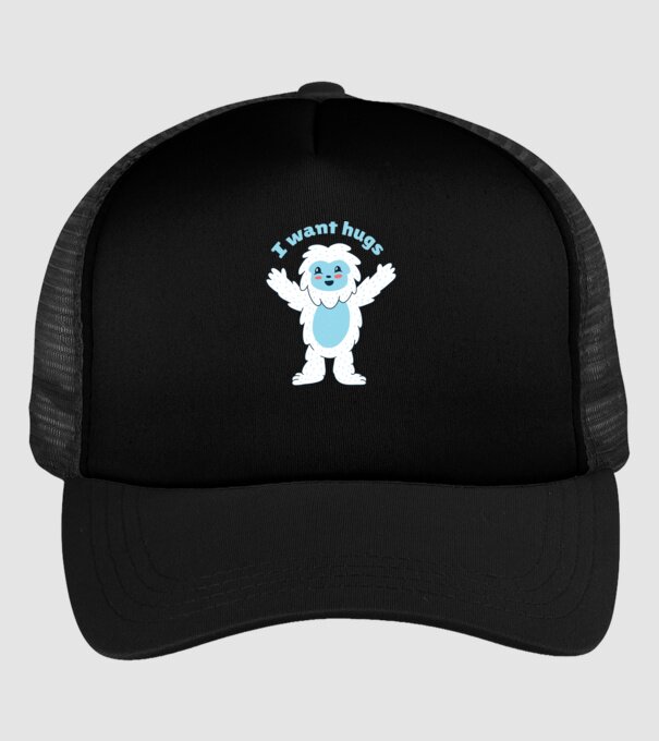 Vreau o îmbrățișare Yeti drăguț model negru pe tricou