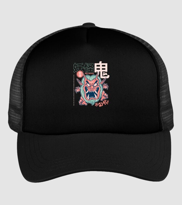 Oni Yokai Anime model negru pe tricou