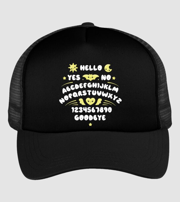 Motiv Ouija model negru pe tricou