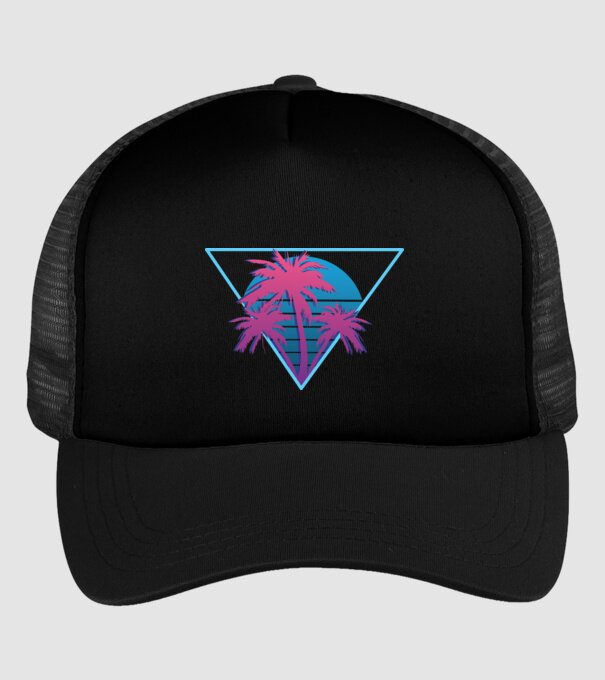 Copaci de palmier Retro Neon model negru pe tricou