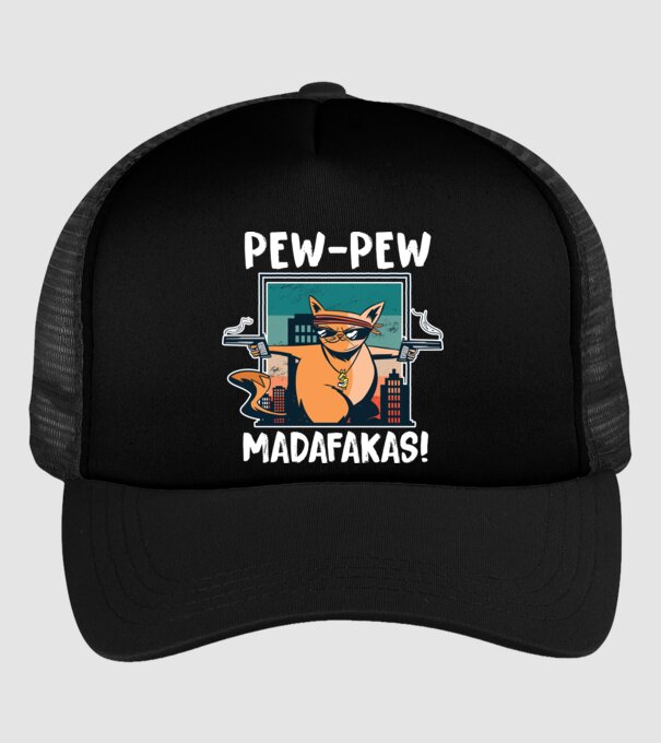 Pew Pew Pew Madafakas Pisică model negru pe tricou