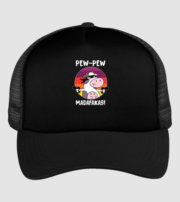Pew Pew Pew Madafakas Vacă model negru pe tricou
