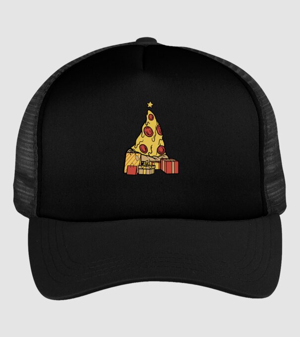 Pizza pom de Crăciun model negru pe tricou