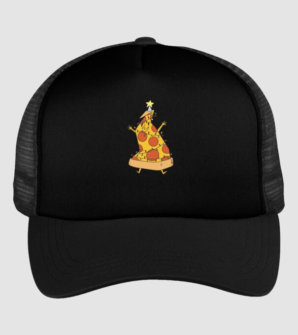 Pizza pom de Crăciun model negru pe tricou