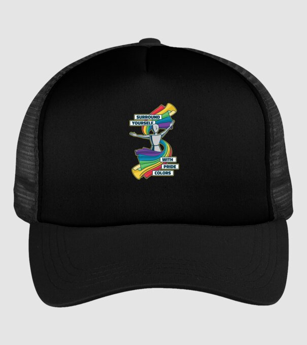 Pride cu curcubeu model negru pe tricou