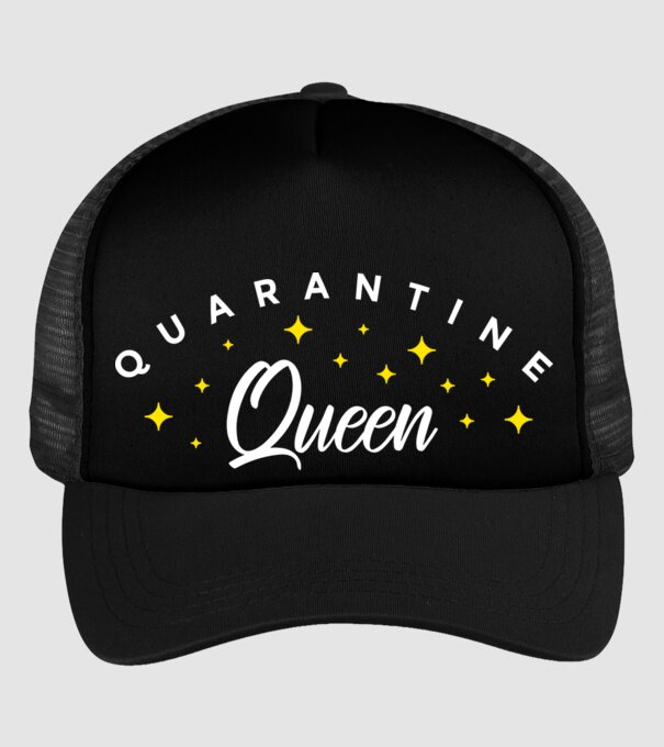 Quarantine queen model negru pe tricou
