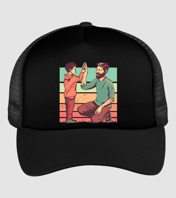 Tată și fiu retro model negru pe tricou