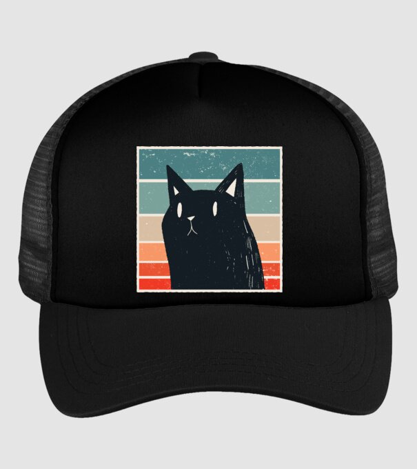 Pisică retro model negru pe tricou