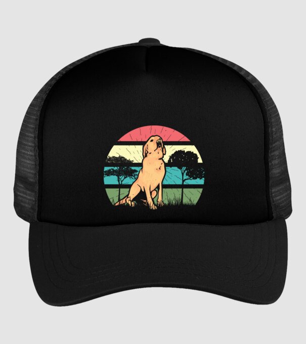 Golden Retriever retro model negru pe tricou