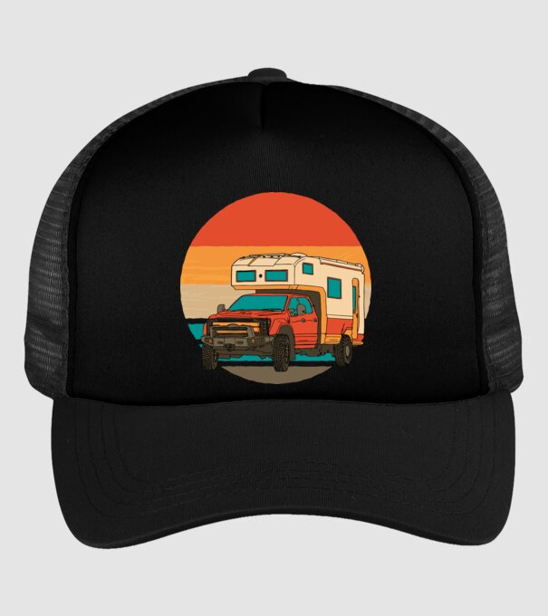 Campervan Retro model negru pe tricou