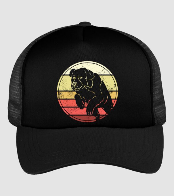 Câine Retro Landseer model negru pe tricou
