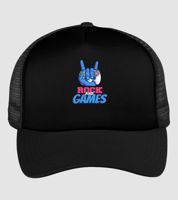 Rock And Games model negru pe tricou
