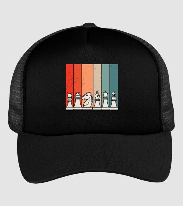 Șah Retro model negru pe tricou