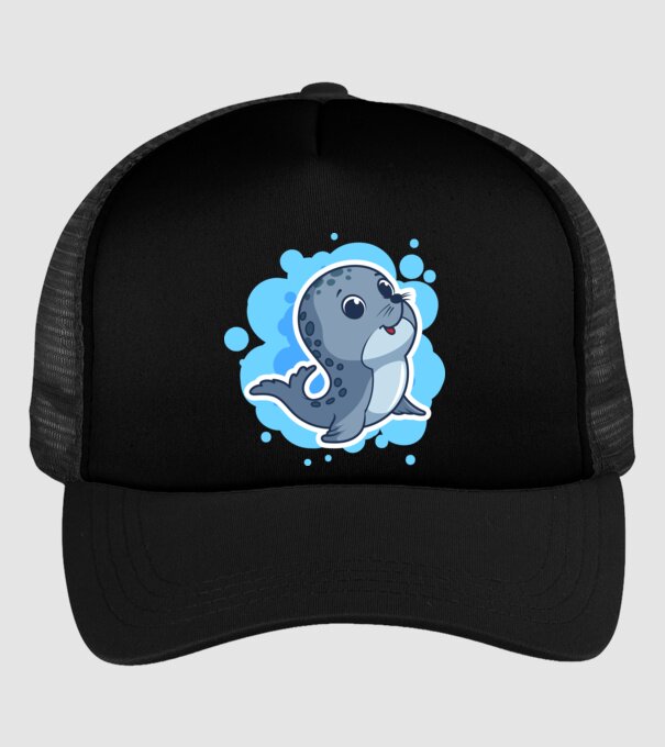 Sea Lion - Focă drăguță model negru pe tricou