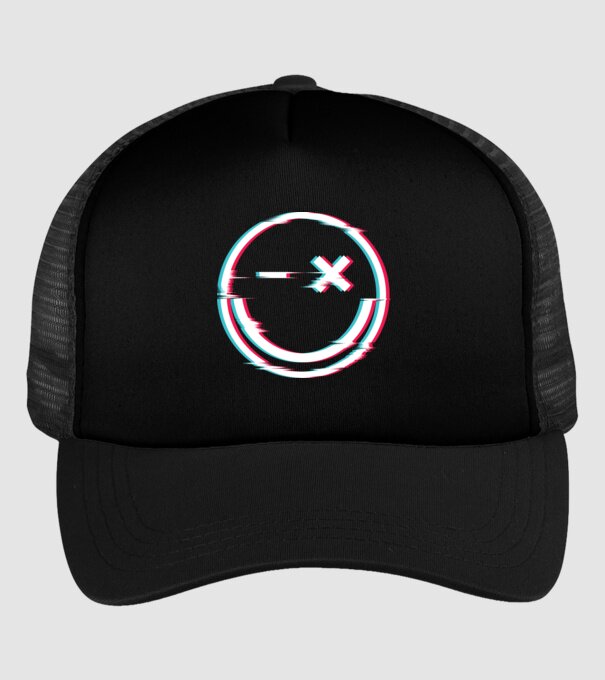 Smile glitch neon tiktok style model negru pe tricou