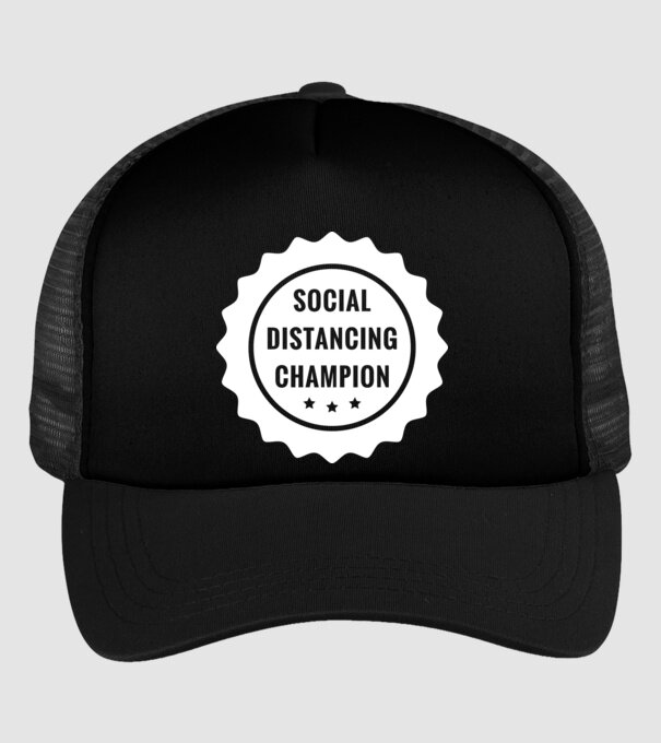 Social distancing champion model negru pe tricou