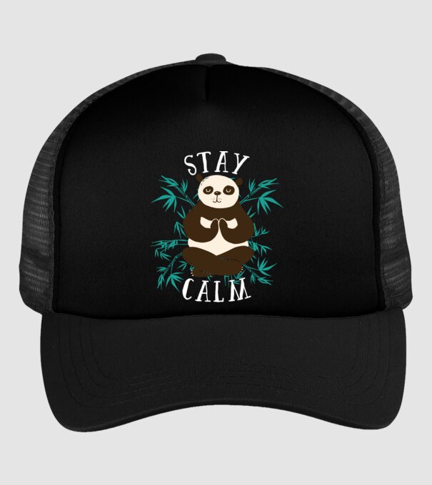 Stay Calm Panda meditație model negru pe tricou