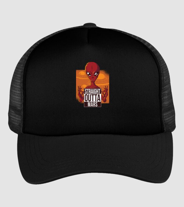 Straight Outta Mars Alien model negru pe tricou