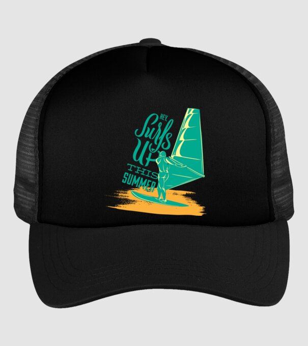 Surfs up this summer model negru pe tricou