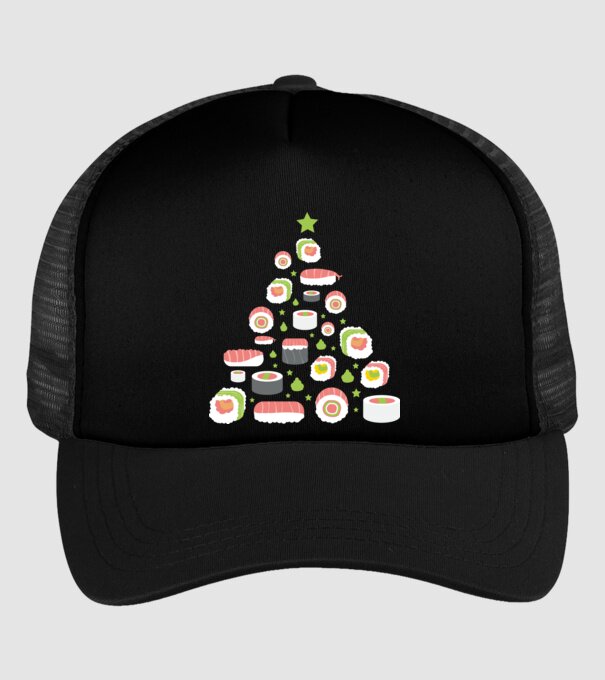 Pom de Crăciun Sushi model negru pe tricou