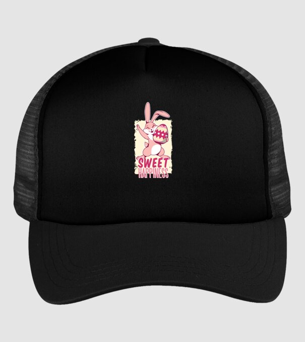 Sweet Happiness pentru Paște tricou cu iepuraș model negru pe tricou