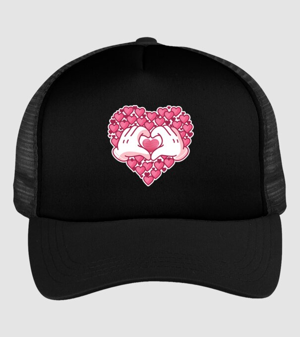 'Inimi îndrăgostite pentru Valentine''s Day' model negru pe tricou