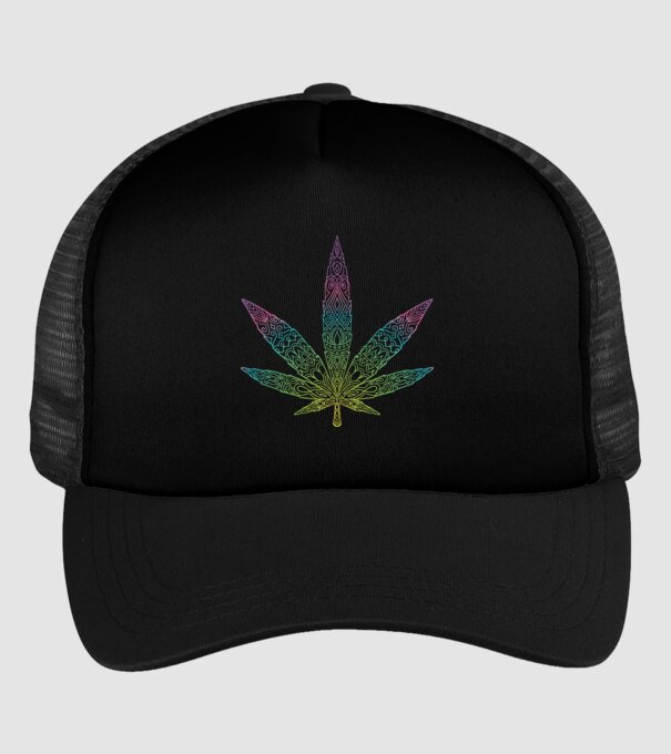 Frunză colorată de marijuana model negru pe tricou