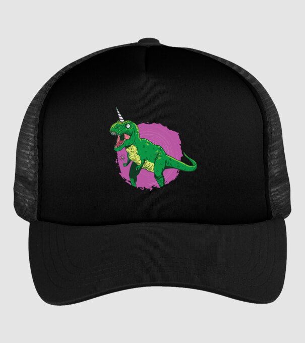 T-rex unicorn model negru pe tricou