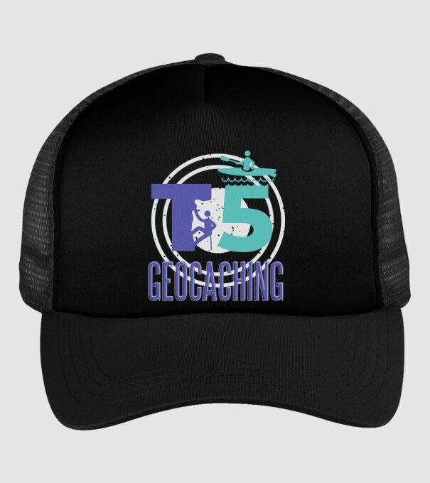 T5 Geocaching model negru pe tricou
