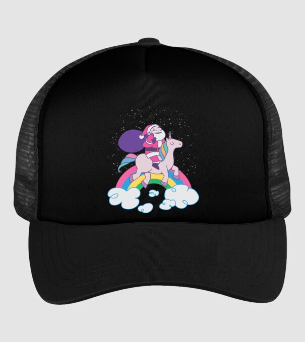 Moș Crăciun Unicorn model negru pe tricou