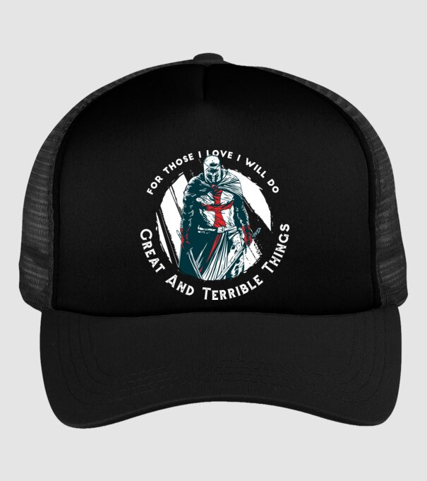 Cavaler Templier model negru pe tricou