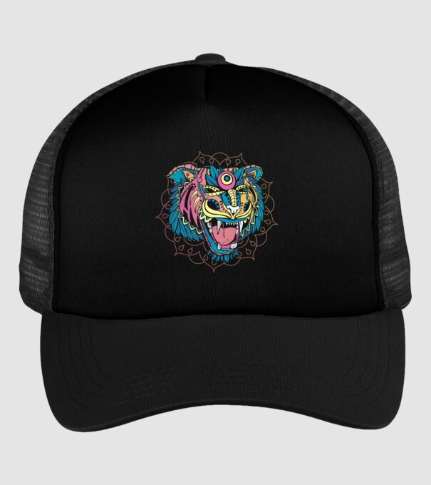 Tigru Mandala model negru pe tricou