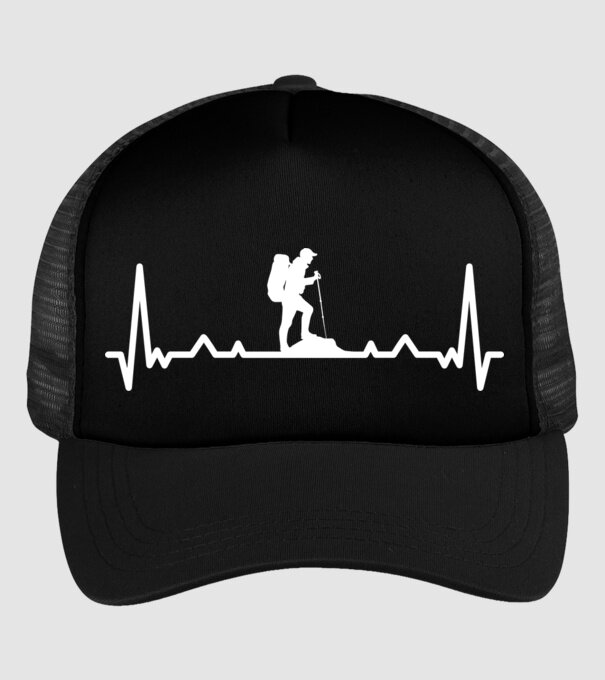 Drumeții Ritm cardiac ECG model negru pe tricou
