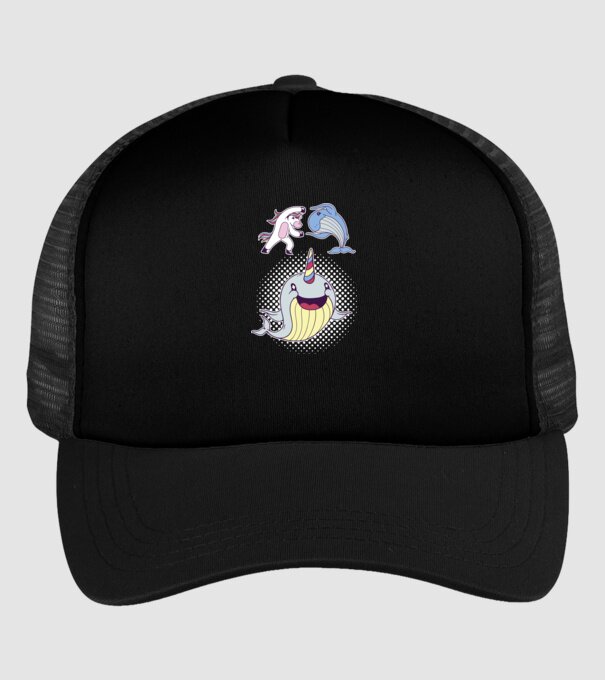 Unicorn Balenă Fuziune - Narval model negru pe tricou